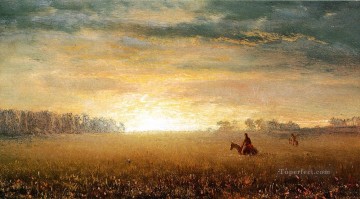  Sunset Painting - Sunset of the Prairies Albert Bierstadt